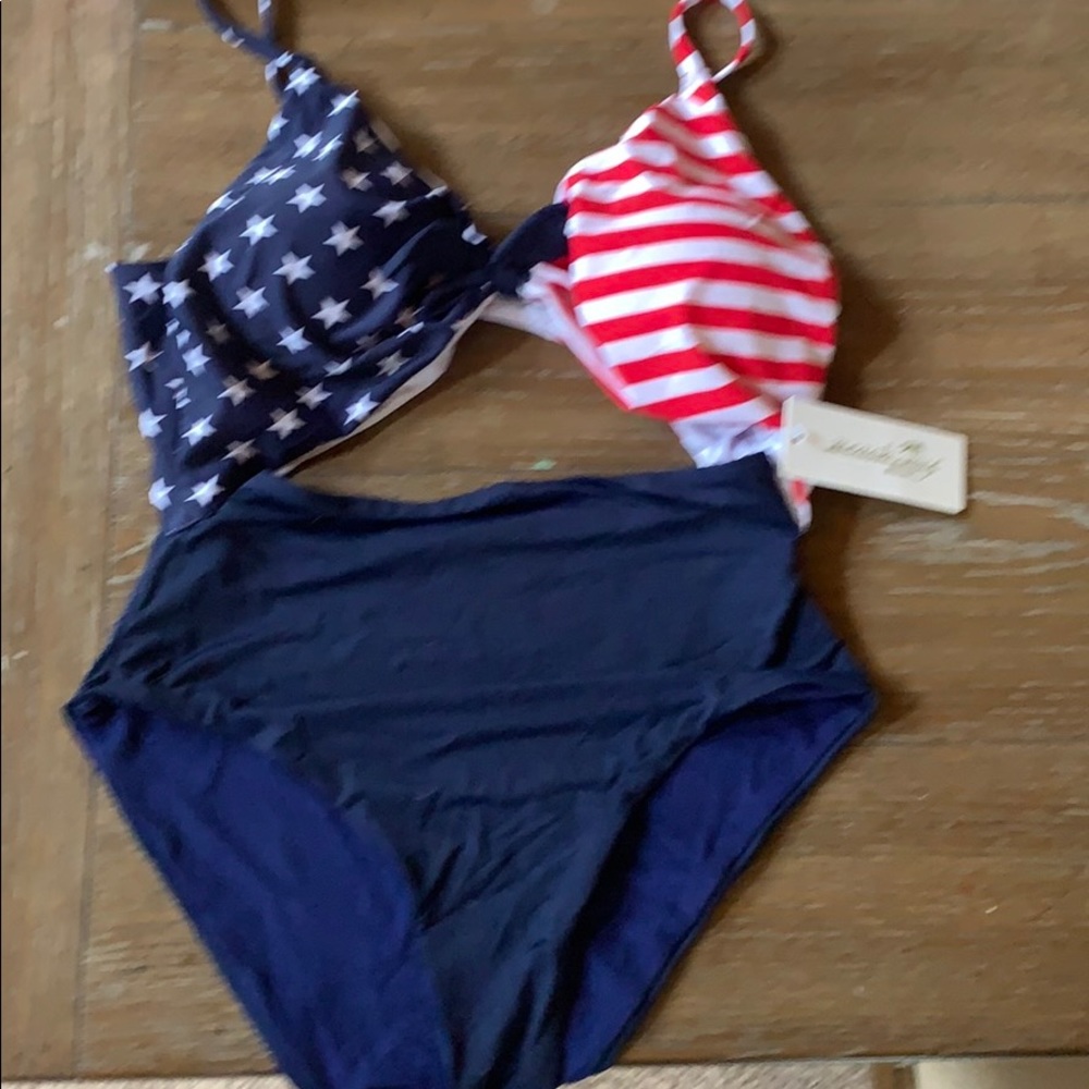 One piece swimsuit. Great American flag colors